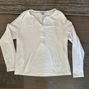White Long Sleeve Henley Top